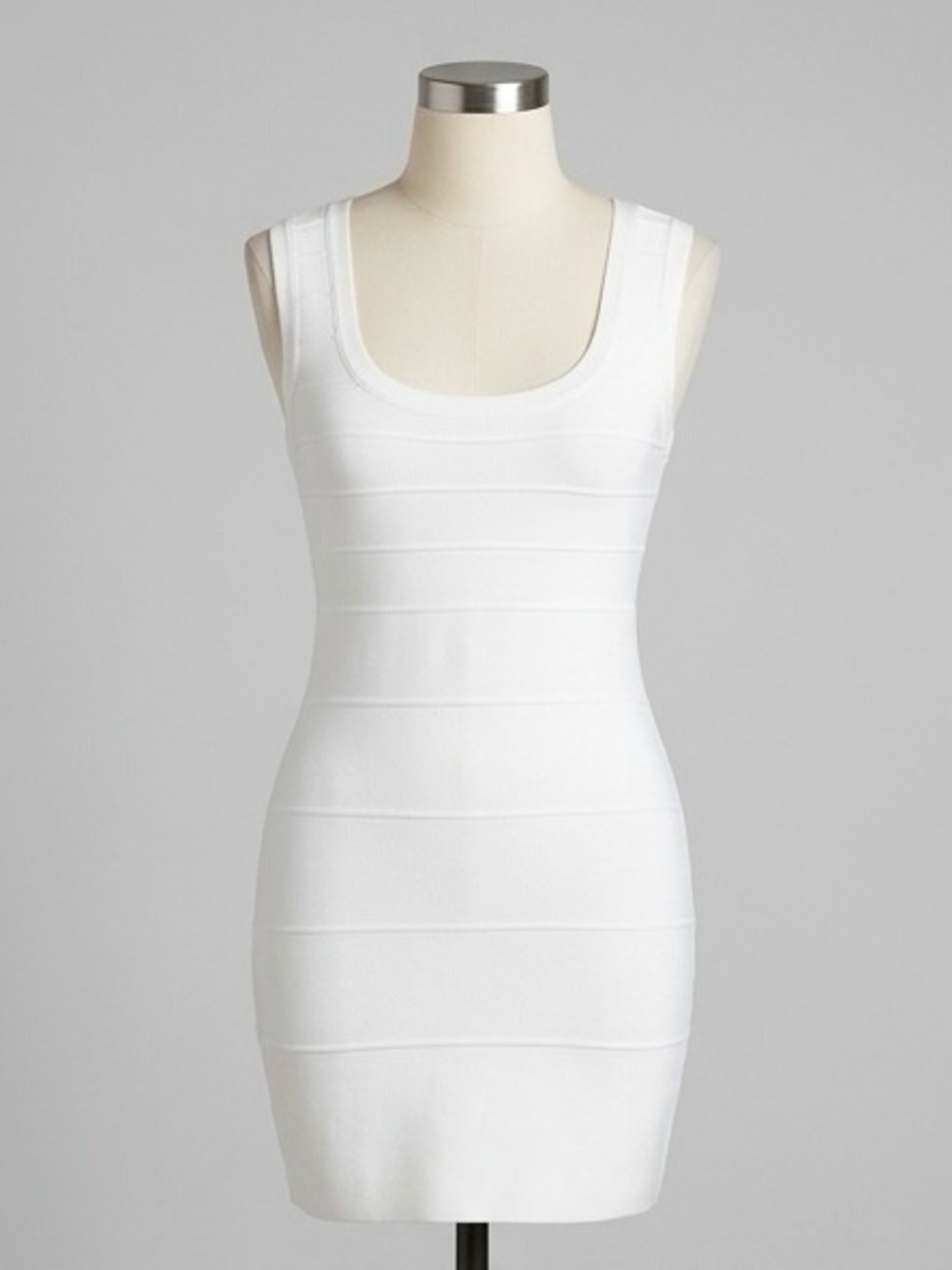 Calvin Klein White Bandage Dress Sleeveless Scoop Neck Bodycon Mini Size M
